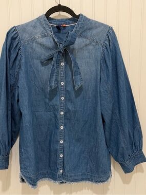 Pilcro Denim top Full Sleeves Tie Neck Western XL